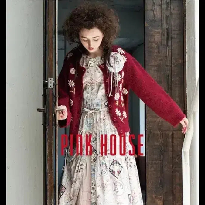 [BUNJANG] Pink House Flower Ribbon Long Skirt / 핑크하우스 플라워 리본 스커트