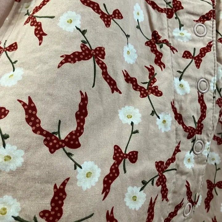 [BUNJANG] Pink House Flower Ribbon Long Skirt / 핑크하우스 플라워 리본 스커트