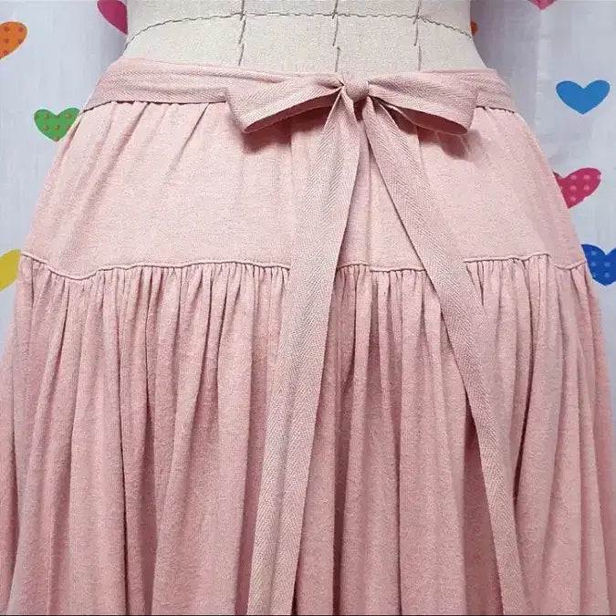 [BUNJANG] Pink House Flower Ribbon Long Skirt / 핑크하우스 플라워 리본 스커트