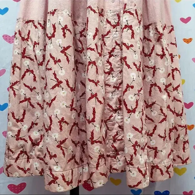 [BUNJANG] Pink House Flower Ribbon Long Skirt / 핑크하우스 플라워 리본 스커트