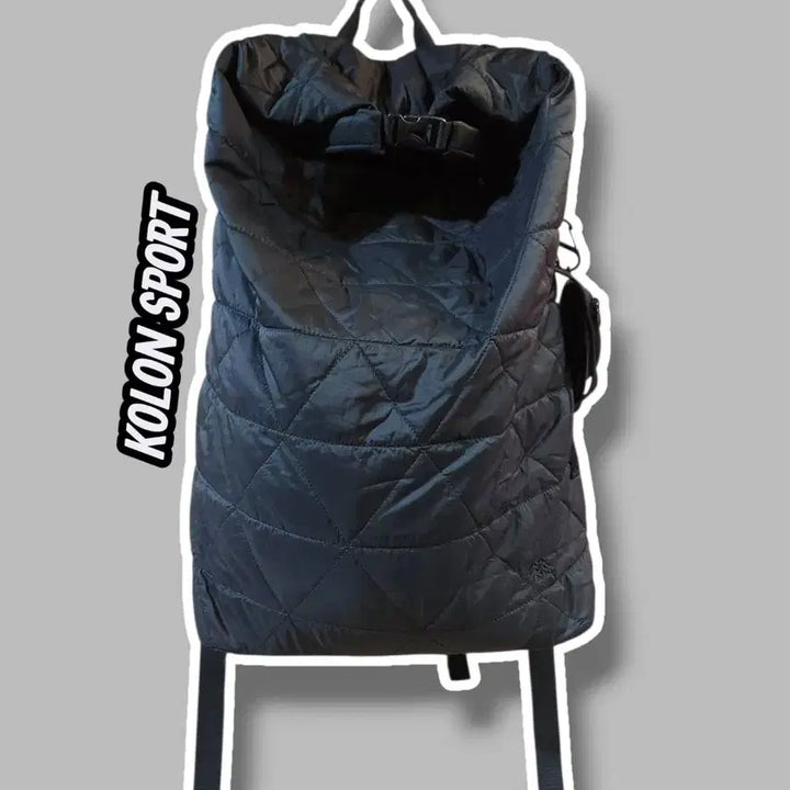 [BUNJANG] KOLON SPORT Nylon Quilting Backpack Black / 코오롱스포츠 나일론 퀼팅 롤 백팩 블랙 /0421
