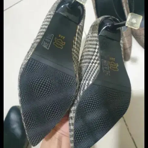 [BUNJANG] Checkered Pumps Heel Set (Black Check, Brown Check) / 패션 체크무늬 펌프스힐 2족(230~235)