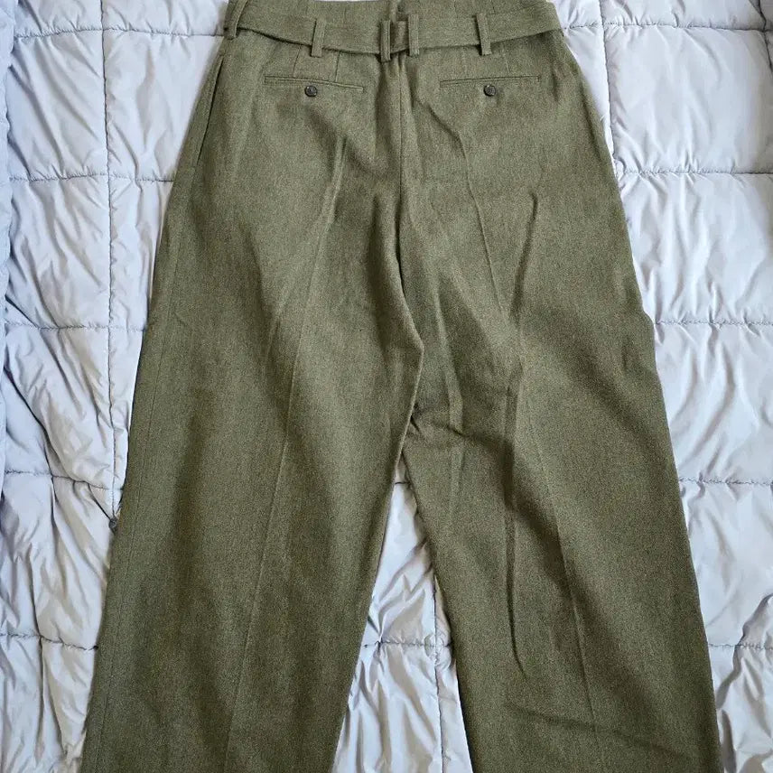 [BUNJANG] Recto Belted High-Waist Pants Khaki L / 렉토 벨티드 하이웨스트 팬츠 카키 L