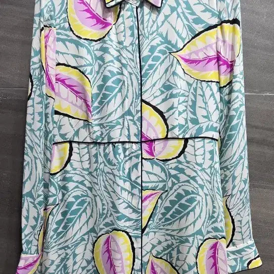 [BUNJANG] Theory Caribbean Floral Silk Shirt Dress / Theory 띠어리,  블루 캐리비안 플로럴  실크100%  셔츠 원