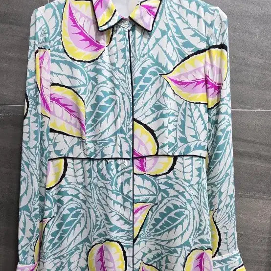 [BUNJANG] Theory Caribbean Floral Silk Shirt Dress / Theory 띠어리,  블루 캐리비안 플로럴  실크100%  셔츠 원