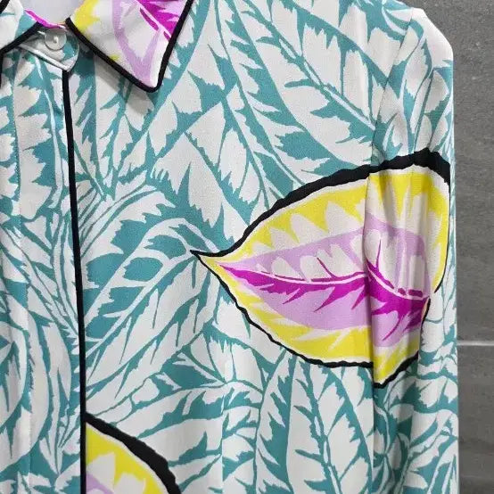 [BUNJANG] Theory Caribbean Floral Silk Shirt Dress / Theory 띠어리,  블루 캐리비안 플로럴  실크100%  셔츠 원