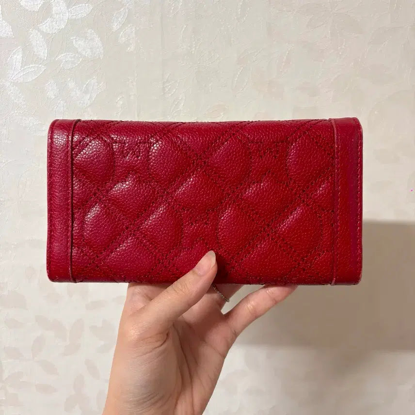 [BUNJANG] Metrogity Quilted Long Wallet Red / 상태S급) 정품 메트로시티 장지갑 레드