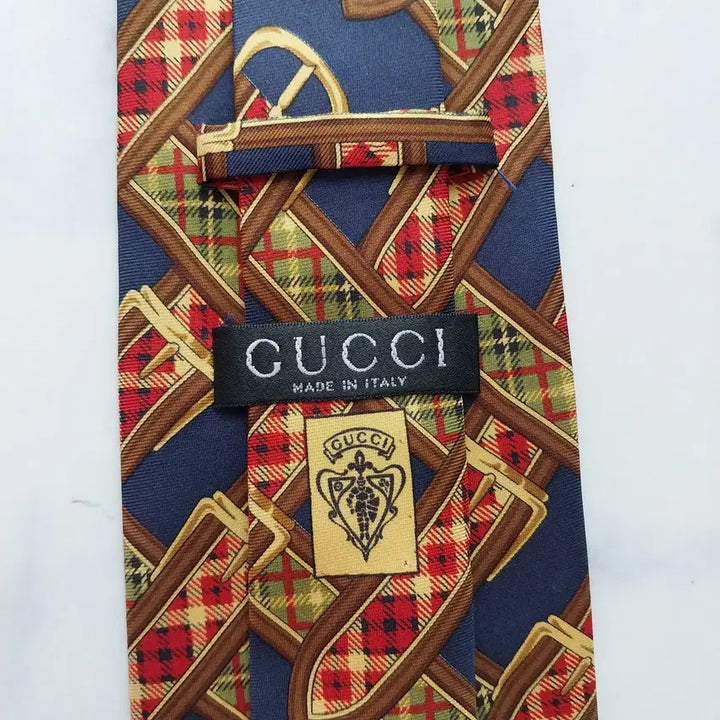 [BUNJANG] Gucci Belt Motif Pattern Tie / 구찌 네이비 벨트 모티브 패턴 넥타이 9.3cm A+등급 K2564