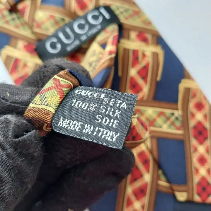 [BUNJANG] Gucci Belt Motif Pattern Tie / 구찌 네이비 벨트 모티브 패턴 넥타이 9.3cm A+등급 K2564