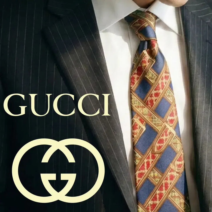 [BUNJANG] Gucci Belt Motif Pattern Tie / 구찌 네이비 벨트 모티브 패턴 넥타이 9.3cm A+등급 K2564