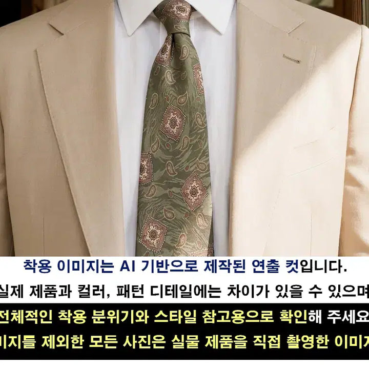 [BUNJANG] Carven Silk Green Paisley Pattern Necktie 9.3cm / 까르뱅 실크 그린 페이즐리 패턴 넥타이 9.3cm A~B등급 G14