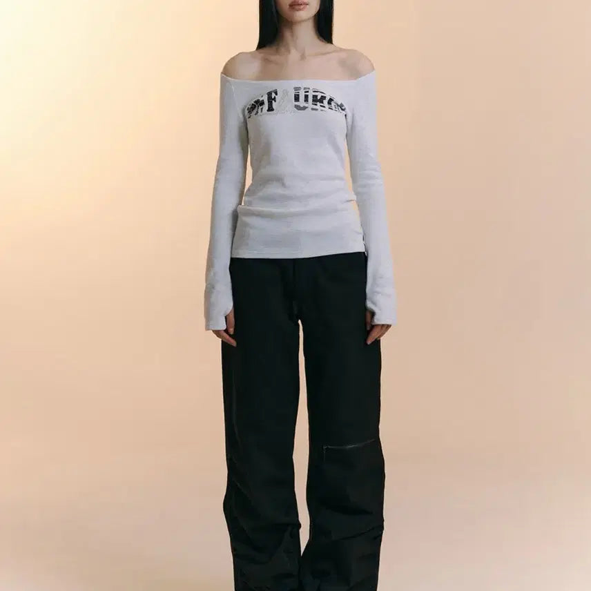 [SOLD OUT] 거의 새상품)플리즈노팔로우 줄스 롱슬리브탑 화이트멜란지