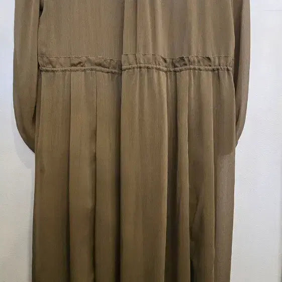 [BUNJANG] UNIQLO Olive Green Chiffon Shirt Dress (M) / UNIQLO 올리브색 쉬폰 셔츠 원피스 M