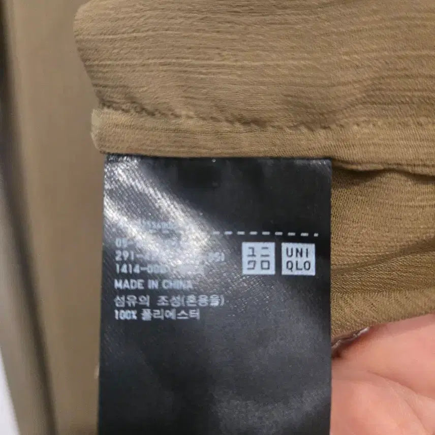 [BUNJANG] UNIQLO Olive Green Chiffon Shirt Dress (M) / UNIQLO 올리브색 쉬폰 셔츠 원피스 M