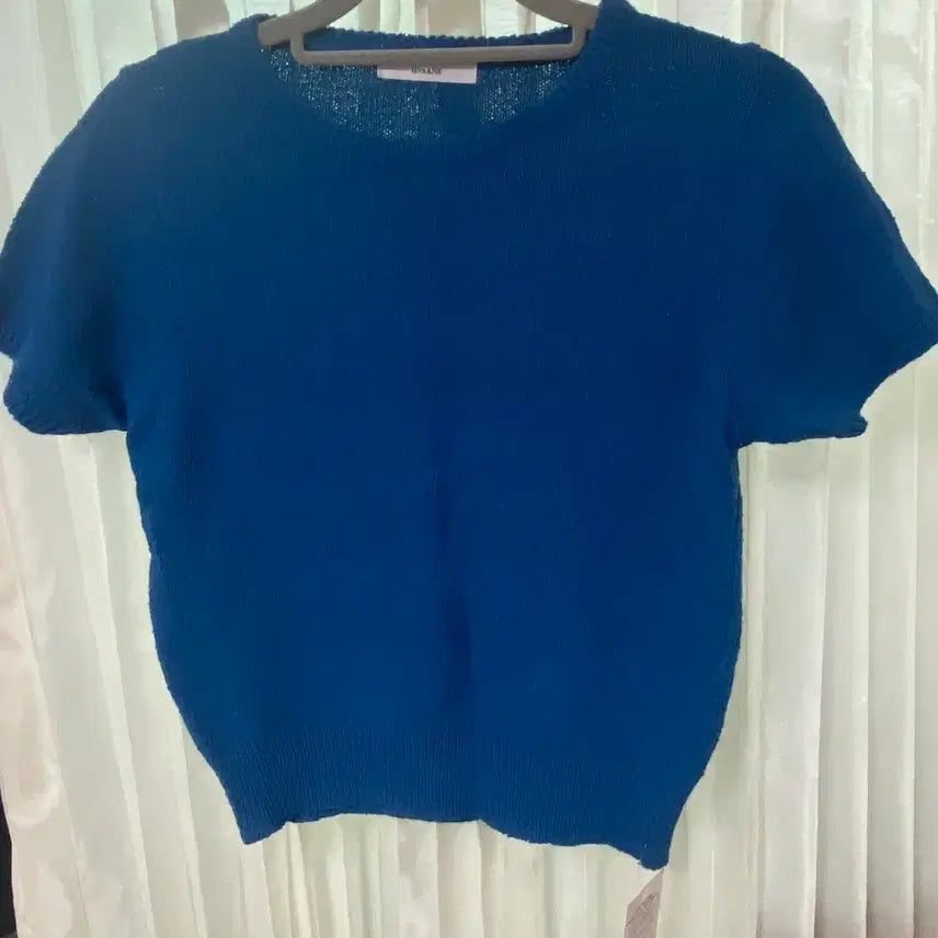 [BUNJANG] Blue Short Sleeve Knit Top / 블루 반팔 니트