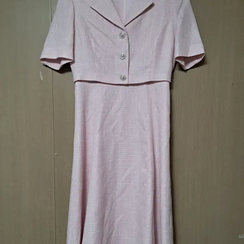 [BUNJANG] Kenneth Lady Pink Tweed Long Dress / 케네스레이디 썸머 핑크 트위드 반팔 롱 원피스