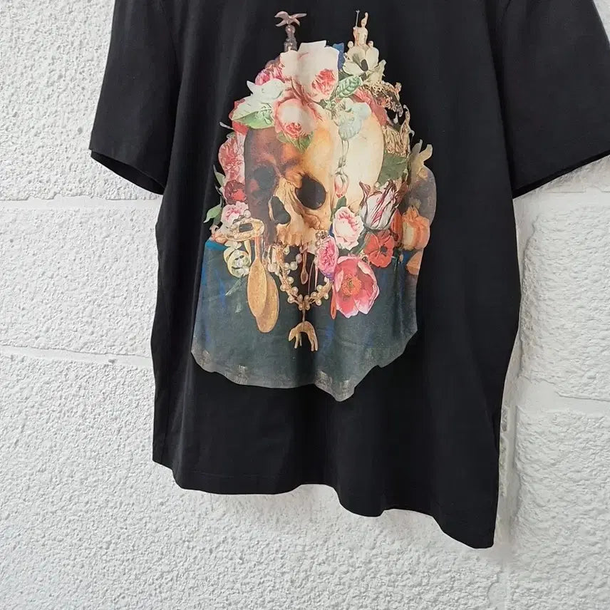 [BUNJANG] Alexander McQueen Skull Flower Print Short Sleeve T-Shirt / 알렉산더 맥퀸 스컬 플라워 프린팅 반팔 티셔츠