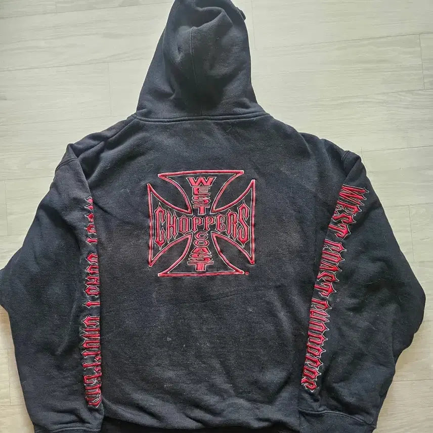 [BUNJANG] West Coast Choppers Thermal Hoodie Zip-Up Black / 웨스트코스트차퍼스 써멀 후드 블랙
