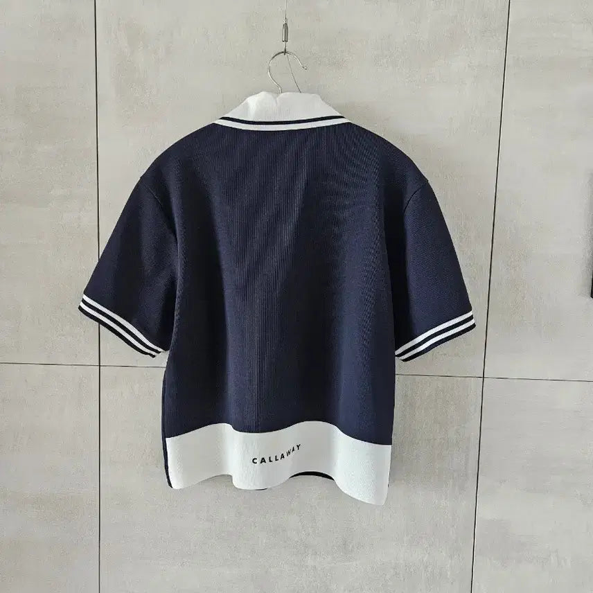 [BUNJANG] Callaway Authentic Short-Sleeve Zip-Up Polo Shirt - Navy / 캘러웨이 정품 반팔 카라넥 집업 티셔츠 네이비