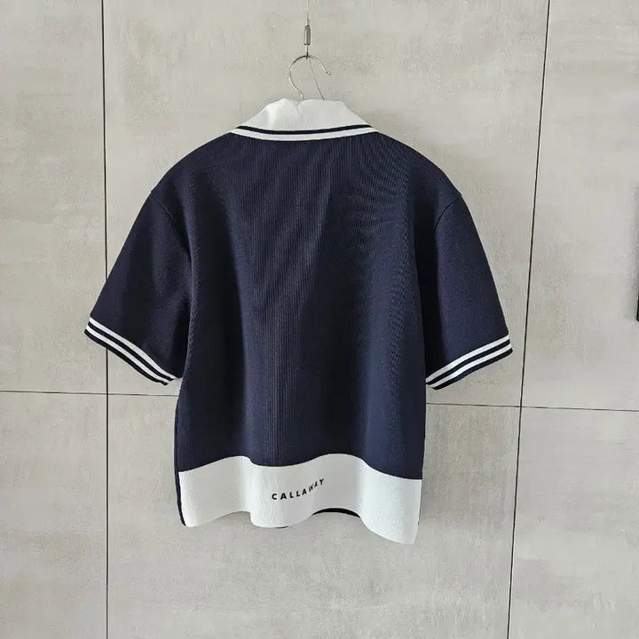 [BUNJANG] Callaway Authentic Short-Sleeve Zip-Up Polo Shirt - Navy / 캘러웨이 정품 반팔 카라넥 집업 티셔츠 네이비