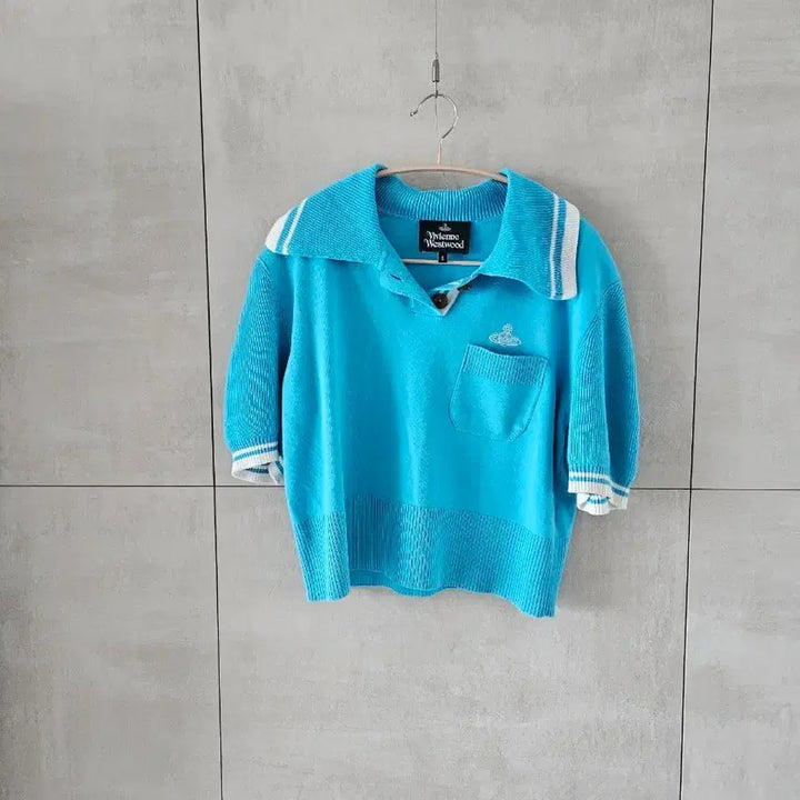[BUNJANG] Vivienne Westwood Blue Knit Short Sleeve Shirt / 비비안웨스트우드 정품 블루 니트 반팔
