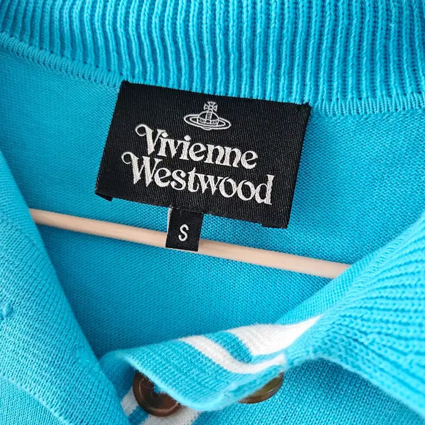 [BUNJANG] Vivienne Westwood Blue Knit Short Sleeve Shirt / 비비안웨스트우드 정품 블루 니트 반팔
