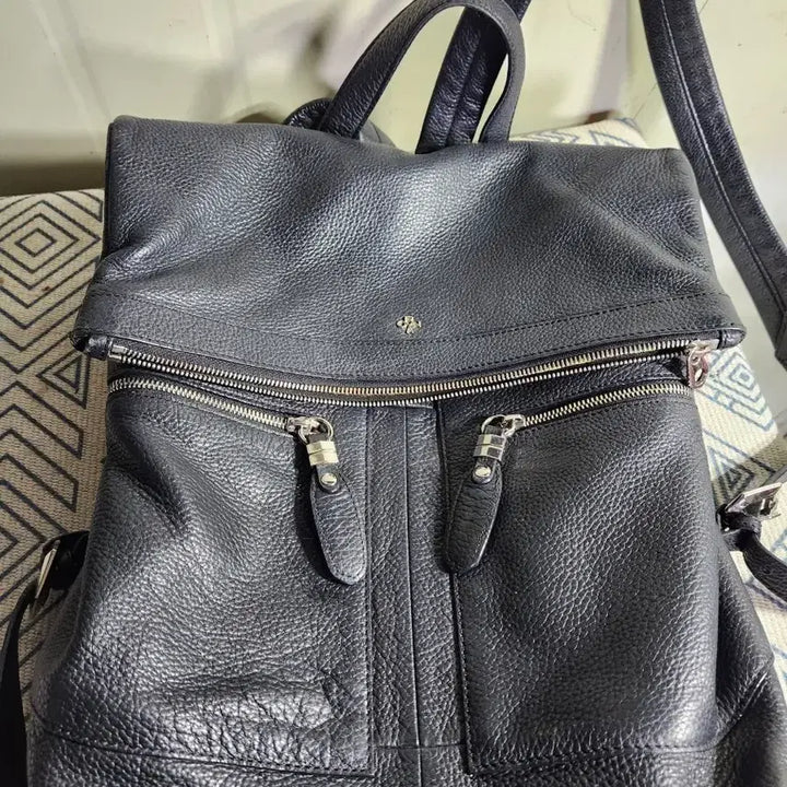 [BUNJANG] OANI Black Leather Backpack / 오아니 블랙 가죽 백팩
