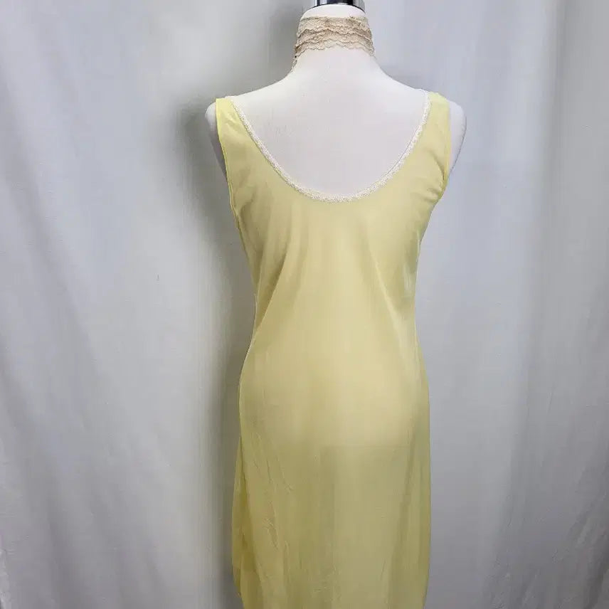 [BUNJANG] Vintage Pastel Yellow Rose Slip Dress / 빈티지 파스텔 옐로우 로즈 슬립 원피스