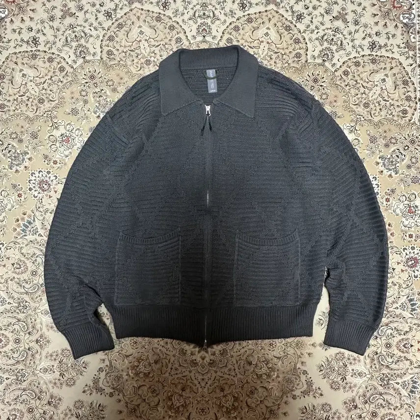 [BUNJANG] Unaffected Knit Zip-Up Charcoal L / 언어펙티드 니트집업 차콜 L