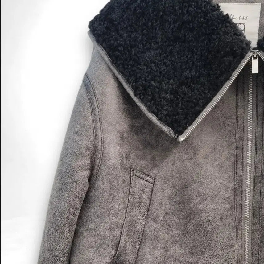 [SOLD OUT] 에고이스트 블루라벨 크롭 무스탕 퍼 자켓 M(55)