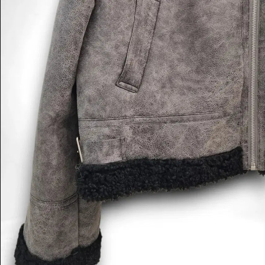 [SOLD OUT] 에고이스트 블루라벨 크롭 무스탕 퍼 자켓 M(55)