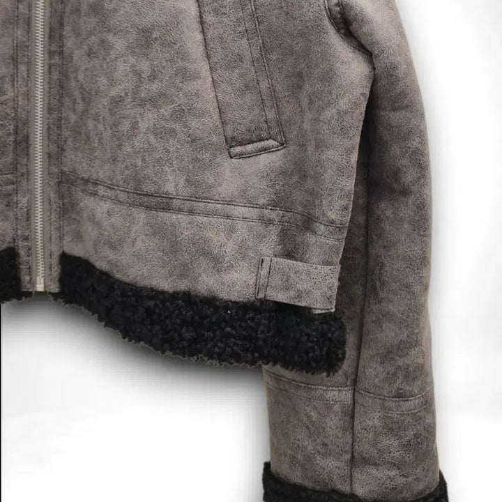 [SOLD OUT] 에고이스트 블루라벨 크롭 무스탕 퍼 자켓 M(55)