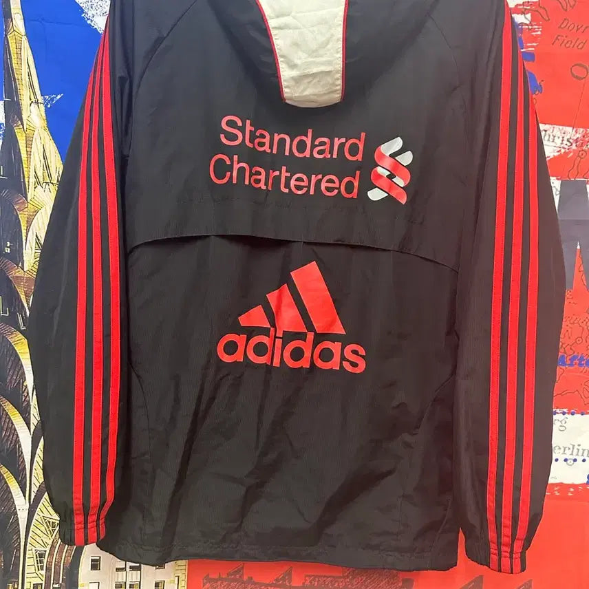 [BUNJANG] Adidas Liverpool Old School Windbreaker Jacket / s급 아디다스 올드스쿨 리버풀 오버핏 바람막이 m95