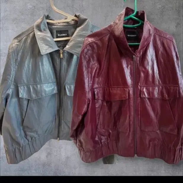 [BUNJANG] Giverny Faux Leather Jacket / 지베르니 페이크 레더 자켓 버건디&amp;그레이 2종