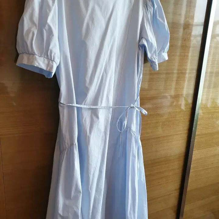 [BUNJANG] Sky Blue Puff Sleeve Long Dress / 하늘색 퍼프소매 원피스