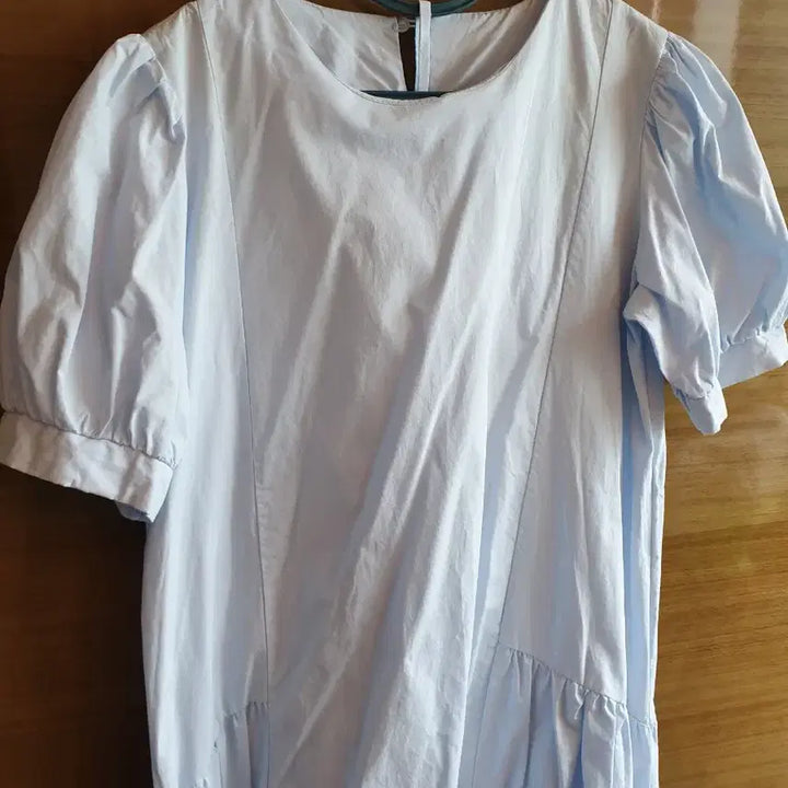 [BUNJANG] Sky Blue Puff Sleeve Long Dress / 하늘색 퍼프소매 원피스