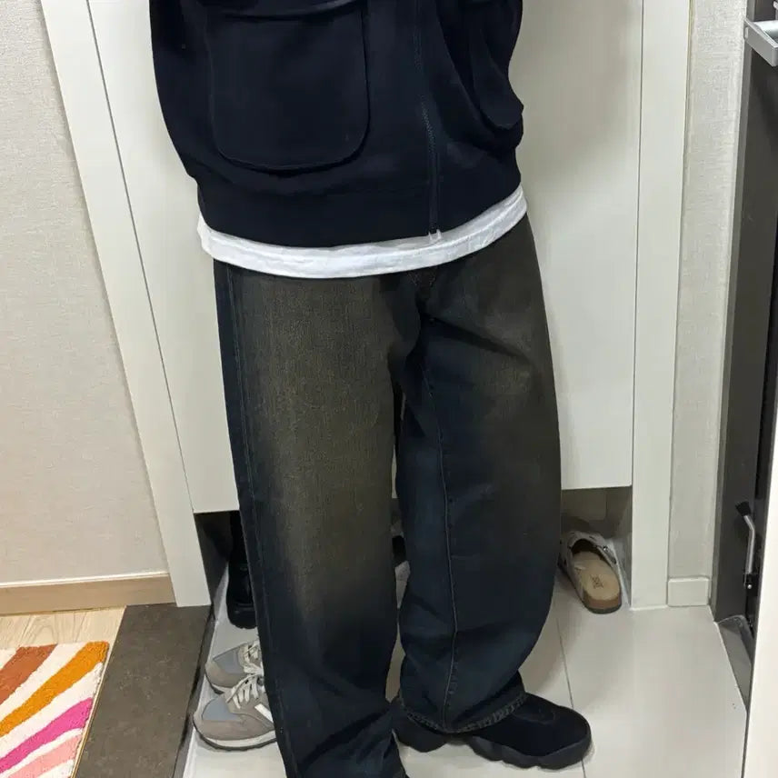 [BUNJANG] Beams Wide Denim Dust Indigo Green Washing XL / Beams 빔즈 와이드 데님 더스트 인디고 녹워싱 XL
