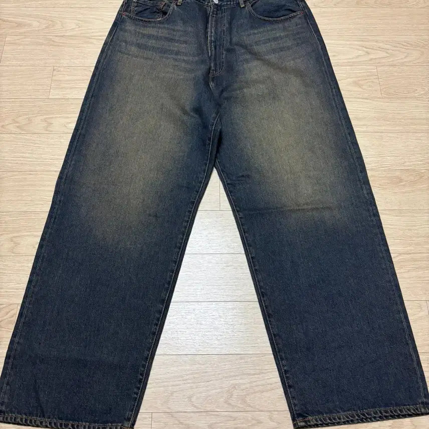 [BUNJANG] Beams Wide Denim Dust Indigo Green Washing XL / Beams 빔즈 와이드 데님 더스트 인디고 녹워싱 XL