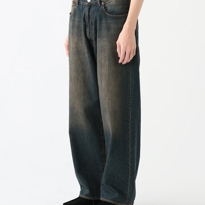[BUNJANG] Beams Wide Denim Dust Indigo Green Washing XL / Beams 빔즈 와이드 데님 더스트 인디고 녹워싱 XL