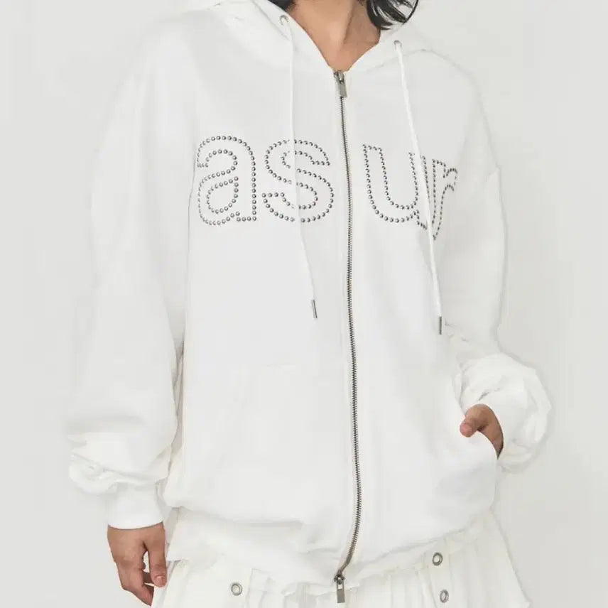 [BUNJANG] As You Are Hotfix Hoodie White M / 애즈유아 핫픽스 후드집업 화이트 M