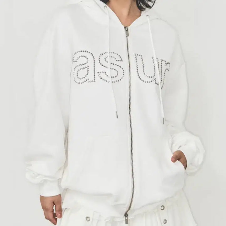 [BUNJANG] As You Are Hotfix Hoodie White M / 애즈유아 핫픽스 후드집업 화이트 M