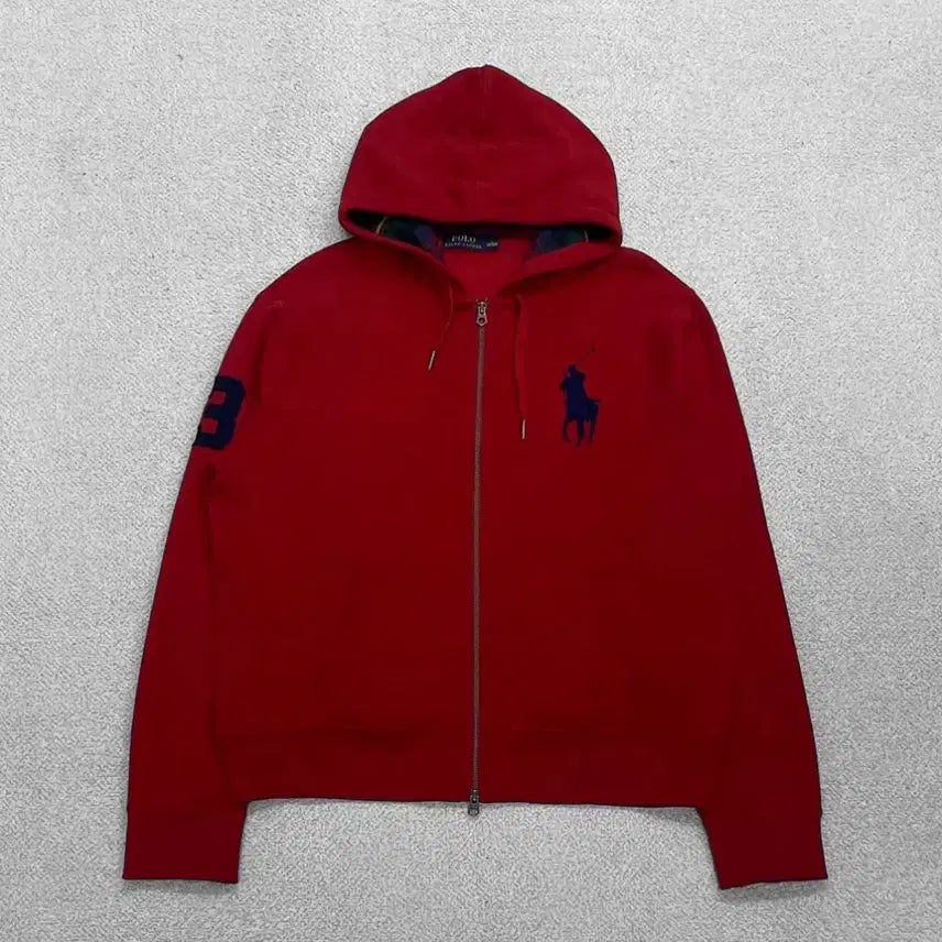 [BUNJANG] Polo Ralph Lauren Big Pony Check Hoodie Red M / 폴로 랄프로렌 빅포니 체크 레드 후드집업 M