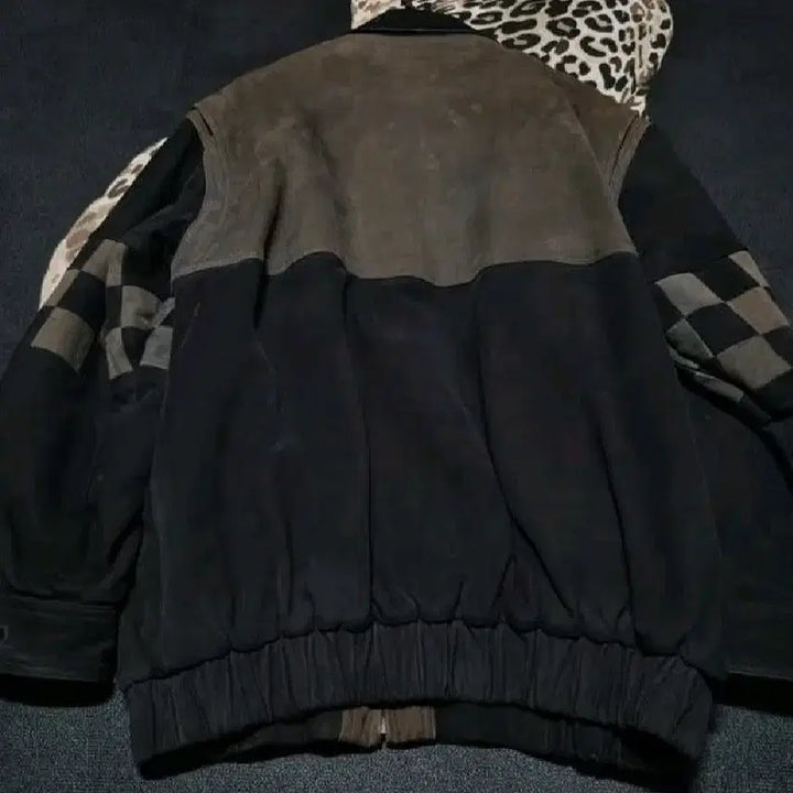[BUNJANG] Reox Suede Patchwork Leather Bomber Jacket XL / [정품] Reox 스웨이드 패치워크 레더 봄버 자켓 Xl