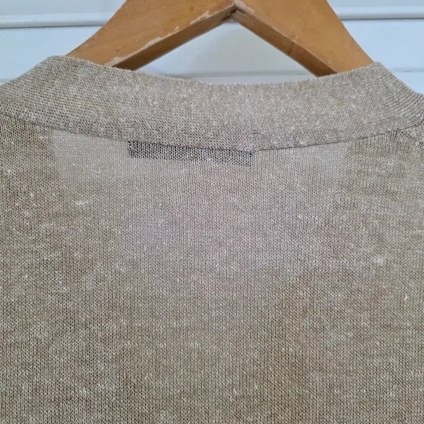 [BUNJANG] Linen Blend Beige Knit Cardigan / 봄 여름  마 린넨  고급스러운 니트가디건  깨끗해요 가슴단면55