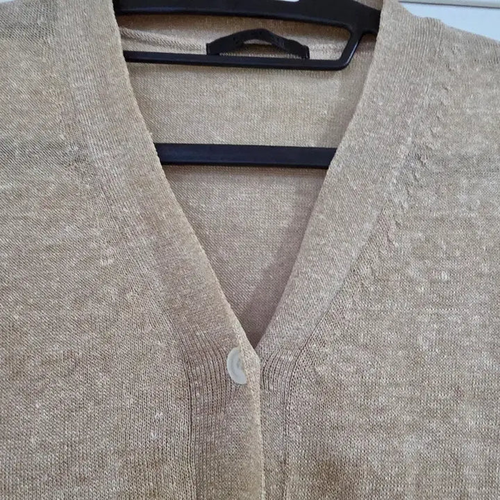 [BUNJANG] Linen Blend Beige Knit Cardigan / 봄 여름  마 린넨  고급스러운 니트가디건  깨끗해요 가슴단면55