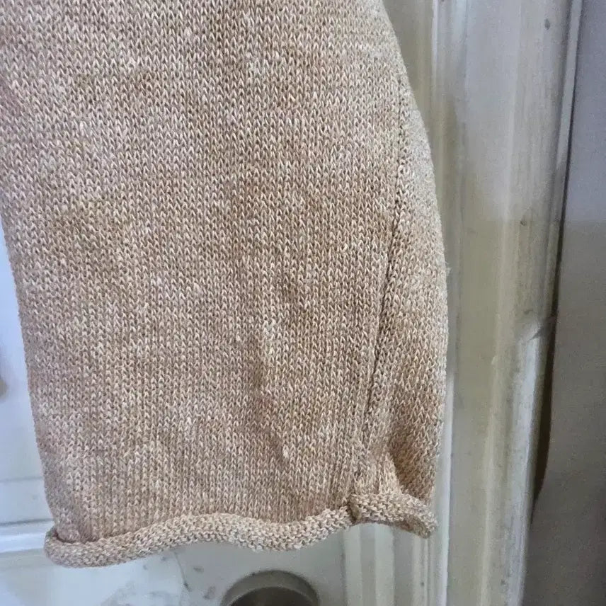 [BUNJANG] Linen Blend Beige Knit Cardigan / 봄 여름  마 린넨  고급스러운 니트가디건  깨끗해요 가슴단면55