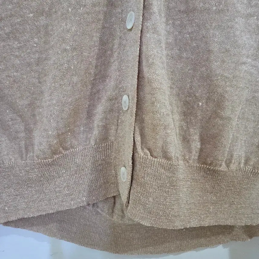 [BUNJANG] Linen Blend Beige Knit Cardigan / 봄 여름  마 린넨  고급스러운 니트가디건  깨끗해요 가슴단면55