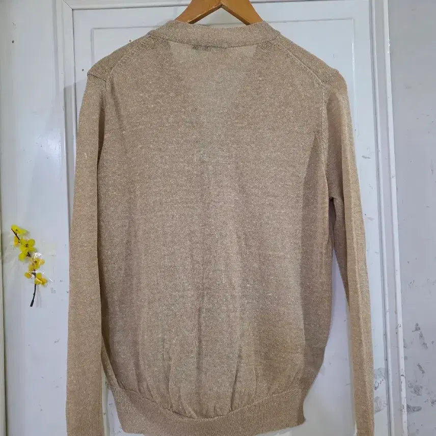 [BUNJANG] Linen Blend Beige Knit Cardigan / 봄 여름  마 린넨  고급스러운 니트가디건  깨끗해요 가슴단면55