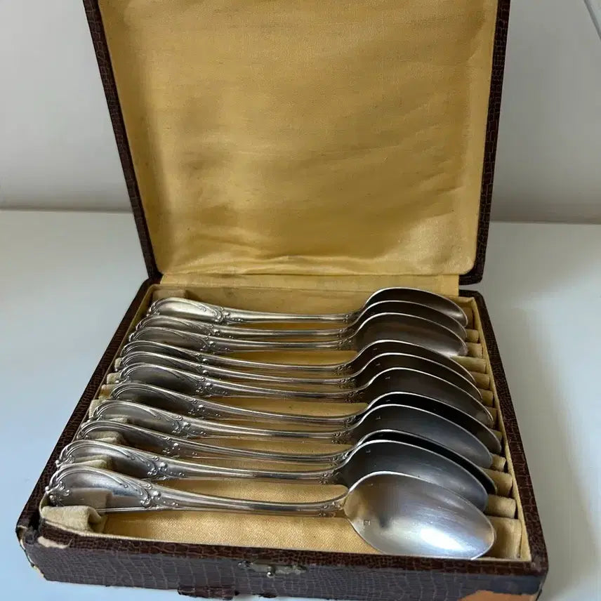 [BUNJANG] Antique French Silver-Plated Teaspoon Set (10 pcs) / 엔틱 프랑스 수저 10개
