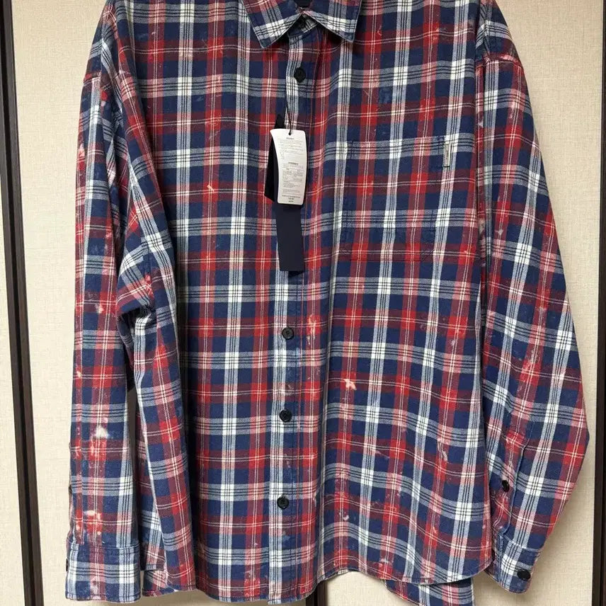 [BUNJANG] Juun.J Island Washed Brick Red Check Max Fit Shirt / 준지 26ss 아일랜드 워싱 브릭 레드 체크 맥스핏 셔츠 48사이즈